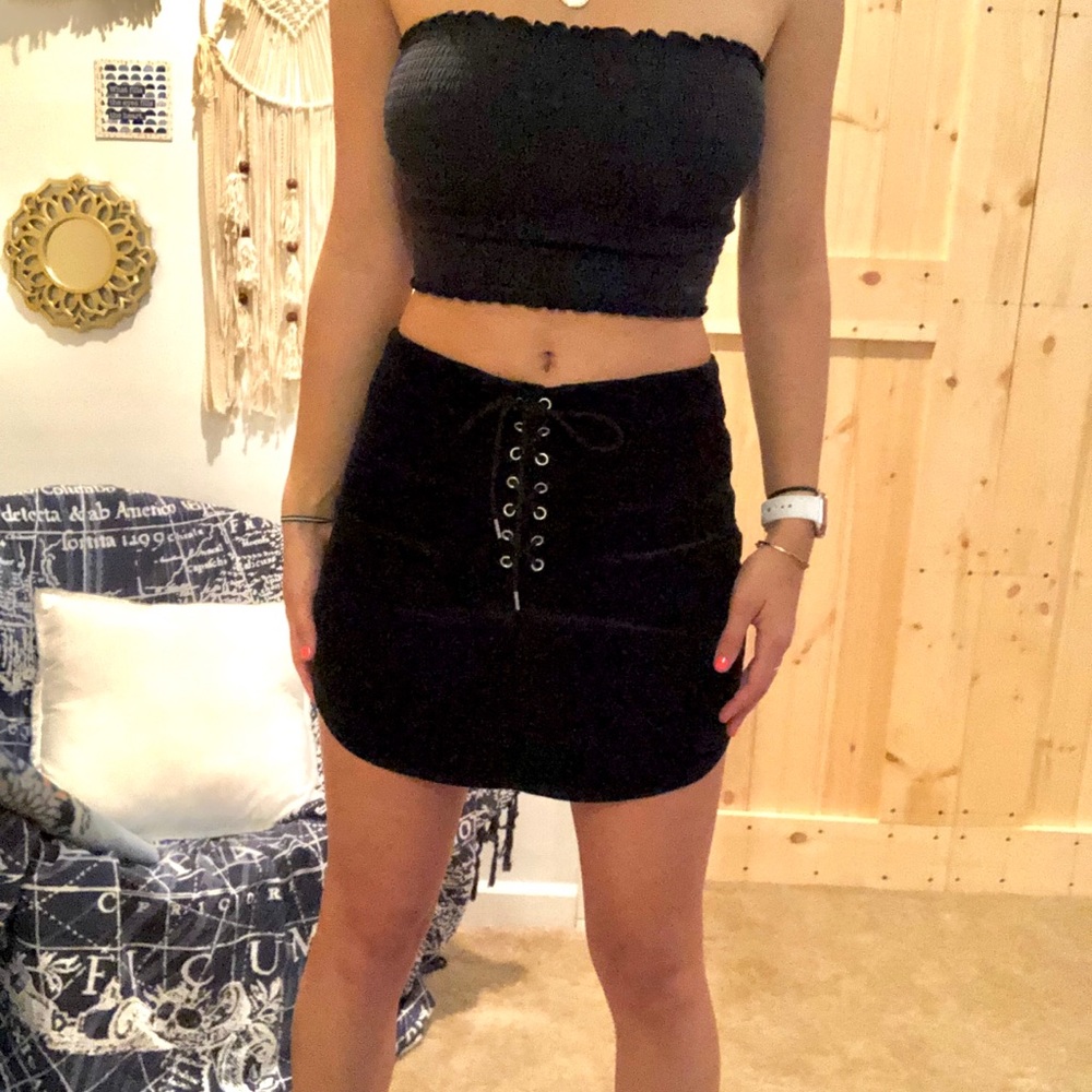 Velvet mini skirt